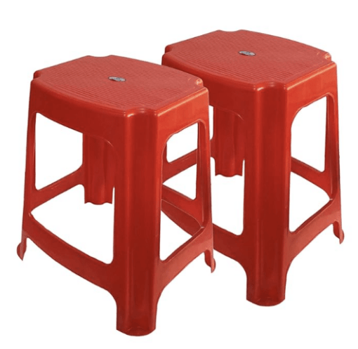 Nilkamal Hevea Plastic Stool (Bright Red) Home and Office -Set of 2 - Image 2